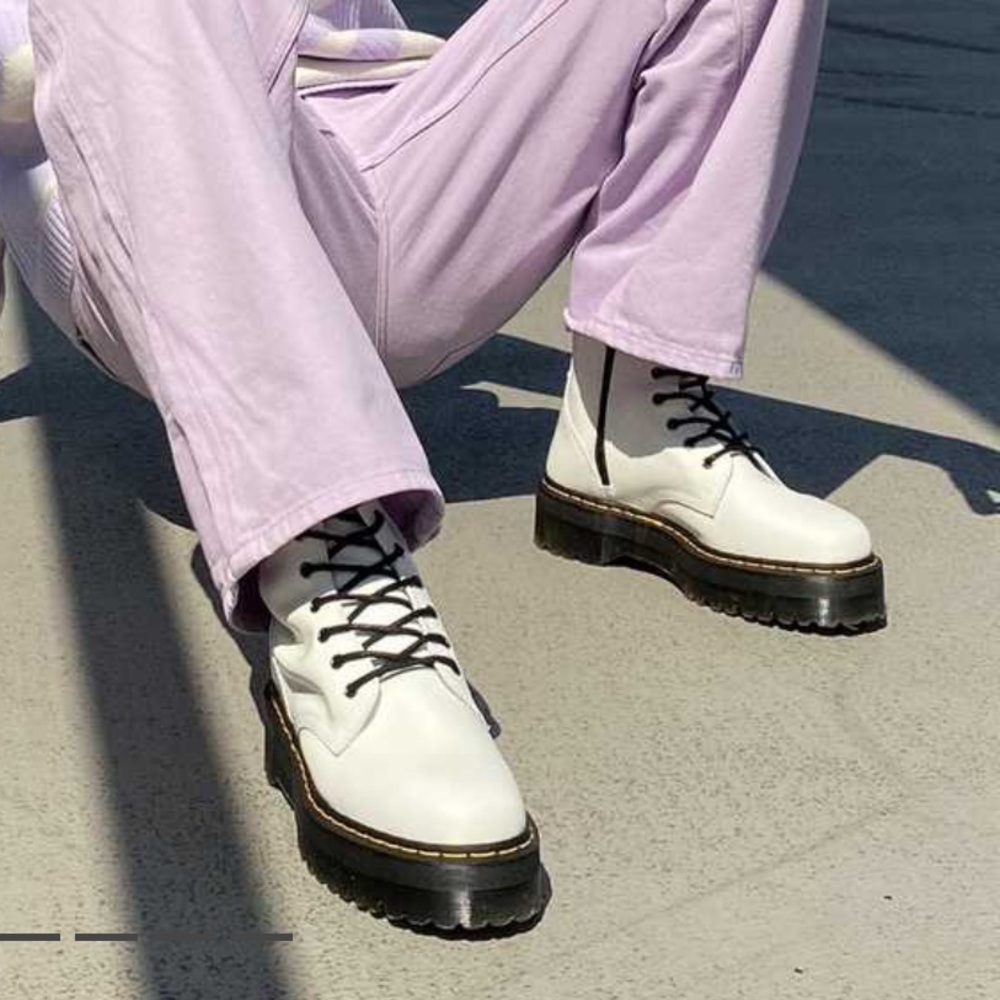 New Dr. Martens Jadon Smooth Leather White Platform Boots 41